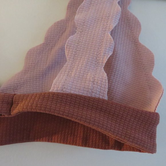 MARYSIA Santa Clara Scalloped Light Pink Textured Triangle Bikini Top - Size XS - Picture 11 of 15